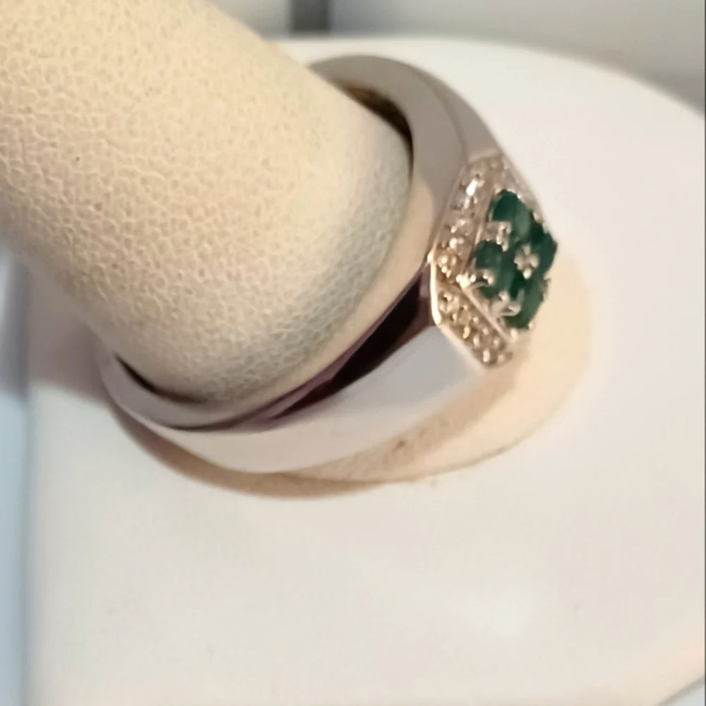 AAA Grandidierite and White Zircon Men's Ring in Platinum Over Sterling Silver